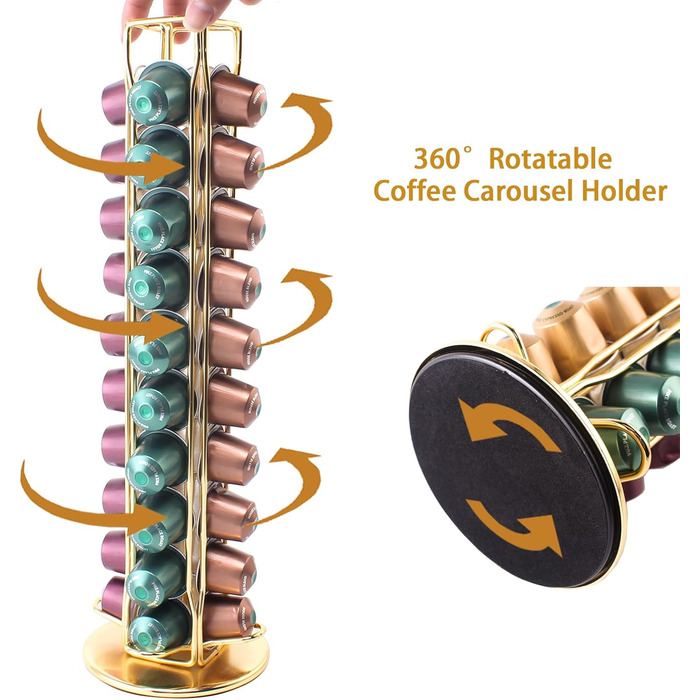 Тримач для капсул Nespresso Sevenline, органайзер на 40 капсул (золотий)