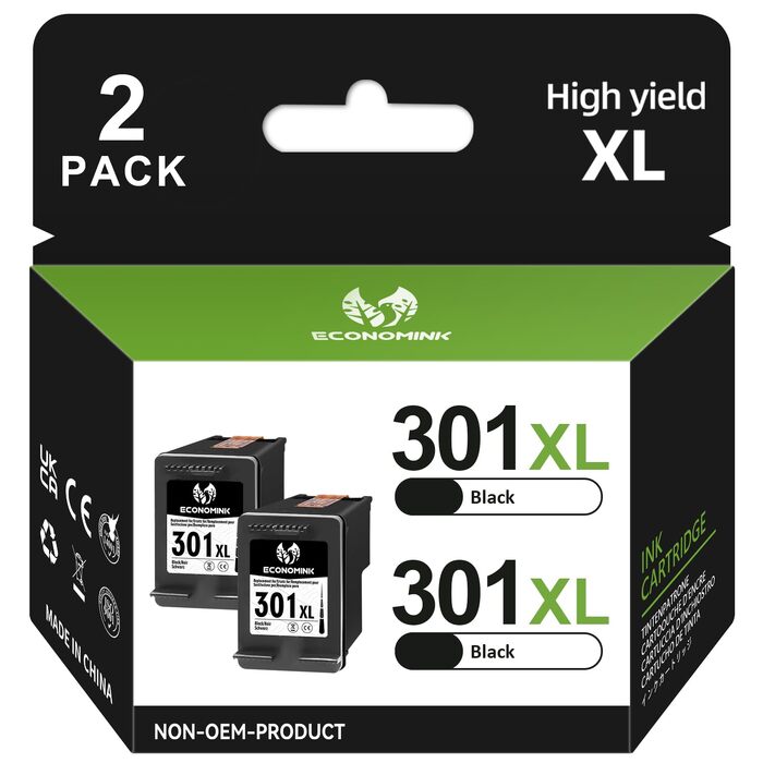Картриджі Economink 301XL чорні сумісні для принтерів HP DeskJet 3050, 1050, 2544, Envy 4500, 4504, OfficeJet 2620, 4630, 4632, 4634 (комплект 2 шт.)
