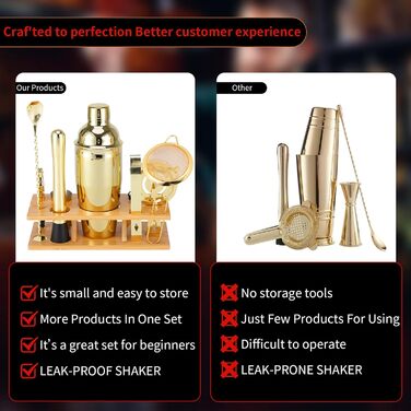 OBALY Bartender Kit 11-Piece Cocktail Shaker & Muddler for Cocktails 25oz Boston Shaker-Bar Accessories with Stylish Bamboo Stand Mix Drink Shaker Kit Perfect Martini Kit with Cocktail Recipe Booklet...