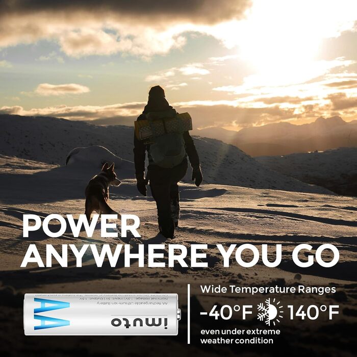 Imuto Акумулятори Li-Ion AA 2500mAh, 8 шт. з зарядним пристроєм, 1.5V, 1600+ циклів, низький саморозряд, 4CH8AA-2500DE