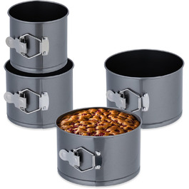 Набір форм для випічки Relaxdays, 4 шт., Ø 12-18 см, сталь вуглецева, антипригарне покриття, круглі, антрацит