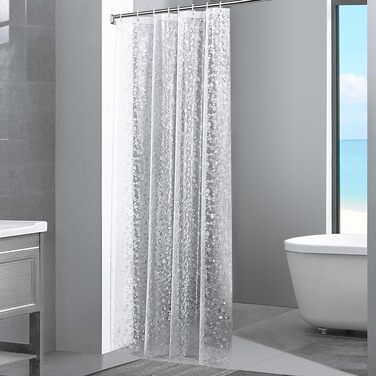 Шторка для душу Ecooe 3D ромби, прозора, 100% EVA, водонепроникна, антигрибкова, 240x200 см, з 16 кільцями, для ванної кімнати, товщина 0,15 мм (200 x 120 см, 1 шт.)