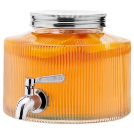 Навісний диспенсер для води та напоїв Navaris - 4L, зі зручним краном та кришкою, скляний, для дому та офісу