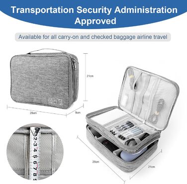 Органайзер для кабелів AiQInu: універсальна дорожня сумка-кубик, 3 шари, водонепроникний, для кабелів, power bank, USB, SD карт (сірий)