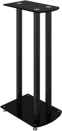 Підставка для колонок 2 шт. від vidaXL: міцна конструкція з 3-х стовпців, антиковзні ніжки, скло (чорний)