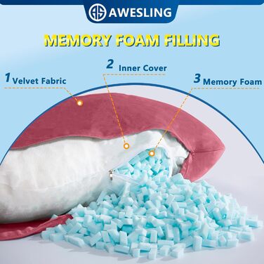 Подушка для вагітних AS AWESLING U-подібної форми, повного тіла, для годування, підтримки та вагітності, знімний чохол (трав'яно-зелений, піна з пам'яті) (Claret-піна з пам'яті)