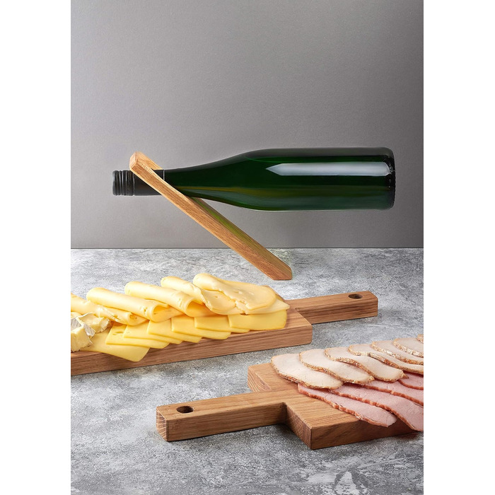 Edelding Cutting and Serving Board made of high-quality oak, 43 x 15 cm in size with a practical 12 cm handle | Antibacterial kitchen board | Serving board, breakfast board, solid wood board
