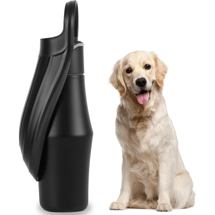 Водяна пляшка для собак на прогулянці - не протікає, з нержавіючої сталі, подвійні стінки, вакуумна ізоляція, 750 мл, чорна