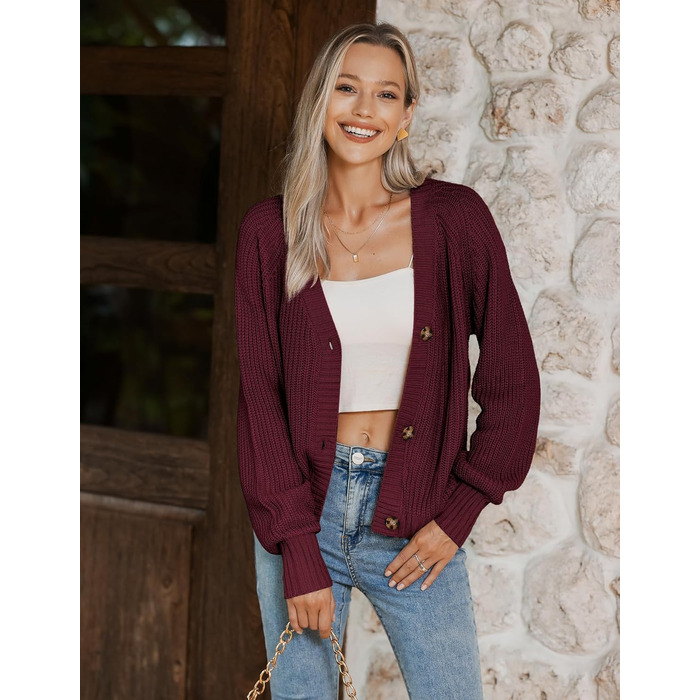 Жіноча кофта-кардиган Hotouch з короткими рукавами, V-подібний виріз, ґудзики, відкритий фасон, елегантна повсякденна сорочка-світшот, верхня сорочка, бордовий колір