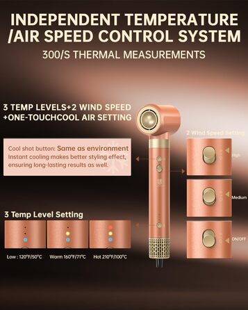 Webeauty 7-в-1 Стайлер для волосся: фен, плойка, брашинг, дифузор, 110,000 об/хв, 25 м/с, 500 млн негативних іонів, Dual Voltage, Mokka