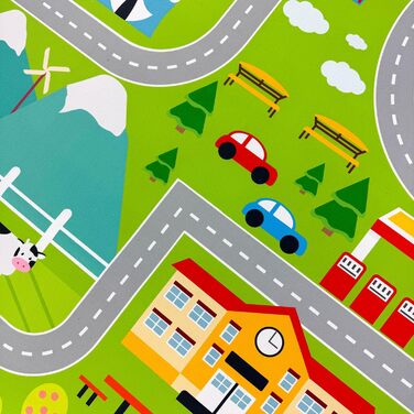 Дитячий килим Teppich-Traum з міською панорамою, сірий, 80x150 см (прямокутний, зелений)