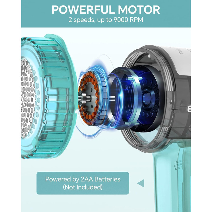 Електричний видальник пуху BEAUTURAL з 3 рівнями висоти та 2 швидкостями для різних тканин (Tiffany, від батарейки)