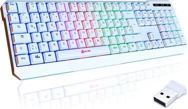KLIM Chroma Wireless Gaming Tastatur: Бездротова ігрова клавіатура з RGB підсвічуванням, тиха, ергономічна, водонепроникна, для PC, Mac, PS4, PS5