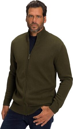Чоловічий кардиган JP 1880 великих розмірів (L-8XL) з високим коміром та блискавкою, 717032 (XXL, Хвойний зелений)