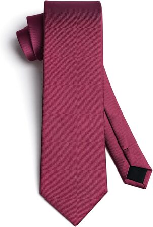 Чоловіча краватка та нагрудний хустинка HISDERN для весілля, бордово-білий, з запонками