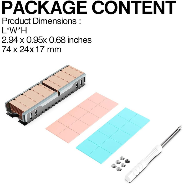 Радіатор охолодження для SSD M2 JEYI, мідні ребра з алюмінієвою рамкою, пасивне охолодження, Finscold –1,7 мм (Q80)