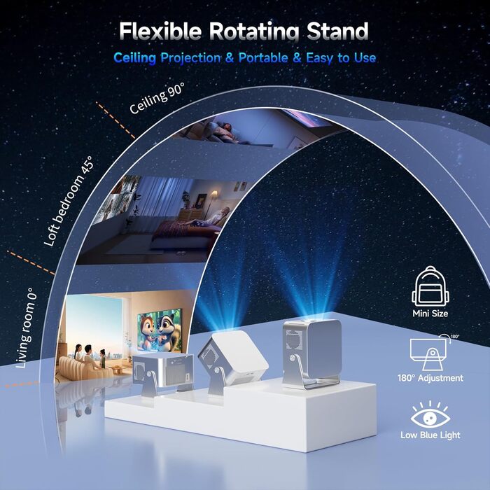 Magcubic Beamer 4K: Міні-проектор з WiFi 5, Bluetooth 5.1, 15W, 650 ANSI, Dolby Audio/HDR10+, автофокус, трапец. корекція, 180° обертання (сірий)