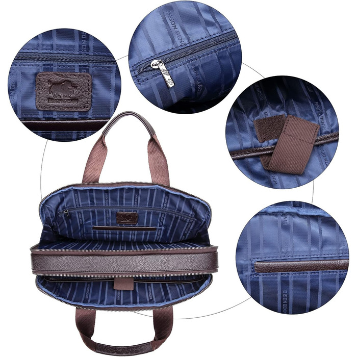 Чоловіча сумка через плече BISON DENIM з натуральної шкіри, чорна: ретро, casual, для бізнесу та навчання