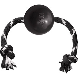 KONG Extreme Ball з мотузкою – міцна іграшка для собак із натурального каучуку, для великих порід, чорна