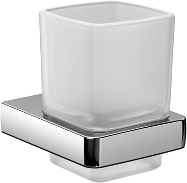 EMCO Trend Toothbrush Holder, Bathroom Accessories, Satin Crystal Glass/Chrome, 022000100, Metal, Grey, One Size
