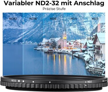 Фільтр ND K&F Concept 82mm Variabler ND Filter (ND2-32) Nano-Xcel для фотографії пейзажів та відео