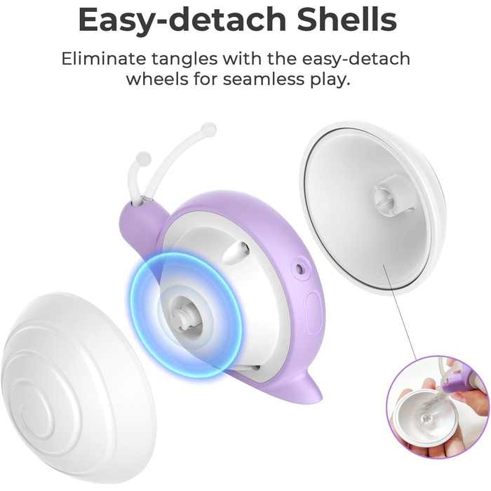 Інтерактивна іграшка для котів з LED-підсвіткою Wicked Snail, електрична, рухома, перезаряджається через DC, подарунок для кошенят, фіолетова