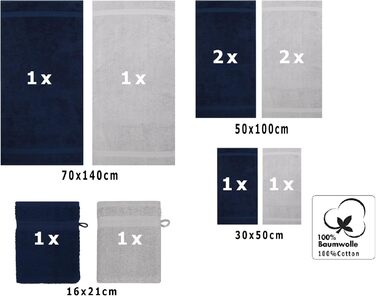 Набір рушників Betz 10 предметів, преміум якість, 100% бавовна, сірий антрацит та сріблястий, для ванної кімнати