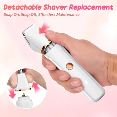 Електрична бритва для жінок 5 в 1 Lady Shaver: набір з 5 змінними насадками для ніг, бікіні та носа, водонепроникна IPX7, для вологого та сухого гоління, біла