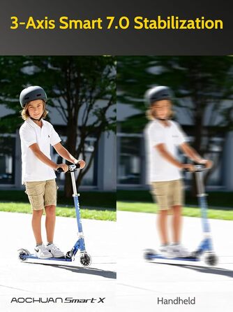 Стабілізатор для смартфона AOCHUAN з 3 осями, з функцією розпізнавання облич, вбудованим світлом, 1/4