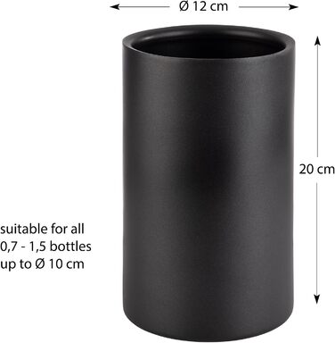 Подвійний охолоджувач для пляшок: стильний нержавіючий секта- та вінка-кюлер, 12x20 см, чорний