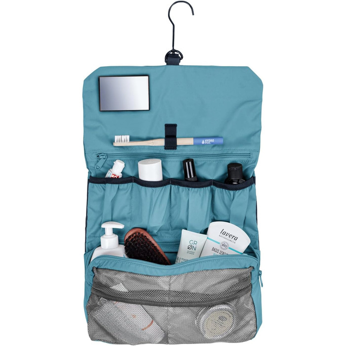 Косметичка VAUDE WegaWrap з дзеркалом, тримачем для зубної щітки та гачком для підвішування, водостійка, з продуманою внутрішньою організацією (Baltic Sea)