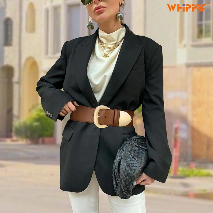 Жіночий широкий пояс-кушак WHIPPY з еластичною тканиною, 110 см, колір: коричневий (золотий), розмір: 94-114 см