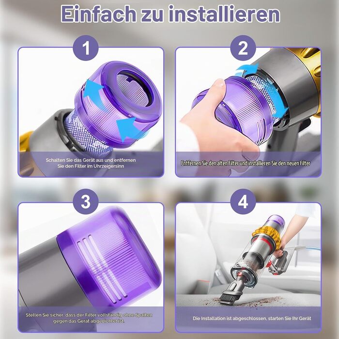 Набір фільтрів для акумуляторного пилососа Dyson V11, V15 (SV14, DV17, SV22) — 4 шт.