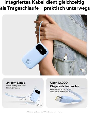 Power Bank Baseus QPow3 20000mAh 45W з 3 USB-C та 1 USB-A, PD3.0, QC4.0, LED дисплей, 2 кабелі USB-C, для iPhone, iPad, Galaxy (Блакитний)