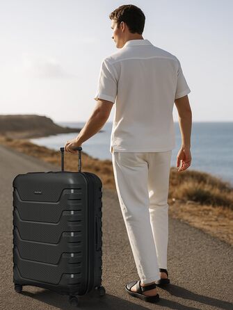 Чемодан тріумф SMARTBOX Hartschalen Check-in XL, 76 см, 111-120 л, розширюваний, з TSA-замком, з поліпропілену, 4 колеса, чорний