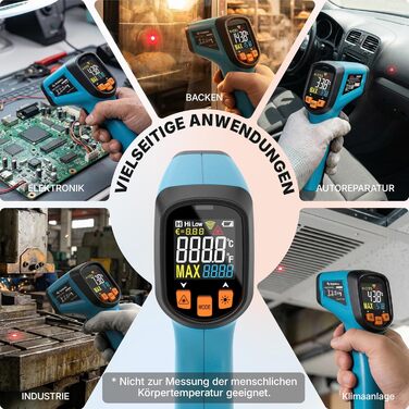 Інфрачервоний термометр Tilswall IR з лазерним цільовим прицілом (-50°C до 800°C) для приготування їжі, барбекю, піци, морозильних камер та промисловості