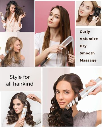 Airstyler 5 в 1: Фен-щітка з іонізацією, 20 м/с, 110 000 об/хв, для створення локонів та випрямлення волосся (фіолетовий)