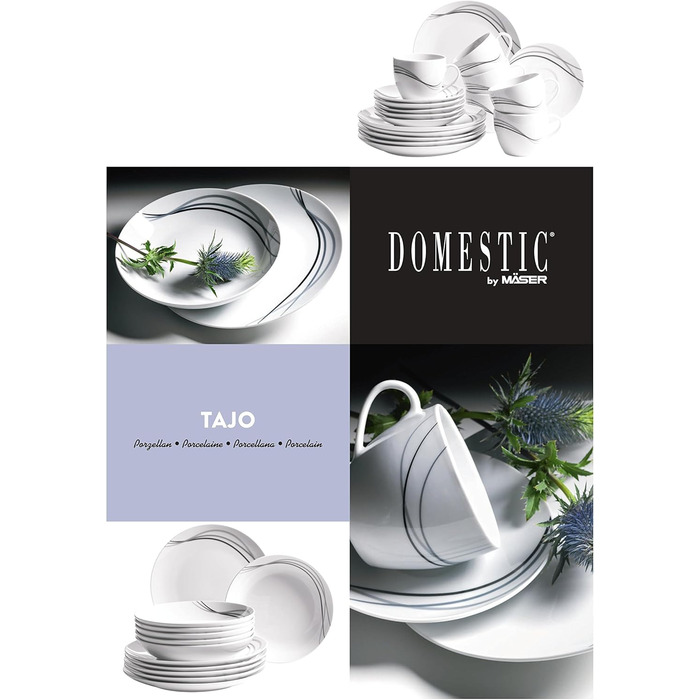 Набір посуду Maser Kombiservice, порцеляна TAJO, білий, 40 x 60 x 40 см (кавовий сервіс на 18 осіб)