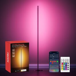 SwitchBot LED торшер для вітальні з RGBCC, керування через додаток, сумісний з Apple Home, Alexa, Google Home, чорний, з режимами сцени та музики