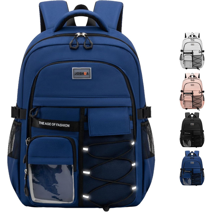 Шкільний рюкзак для підлітків: великий, водонепроникний, міцний, для середньої школи, гімназії, учнів, підлітків та дорослих (блакитний)