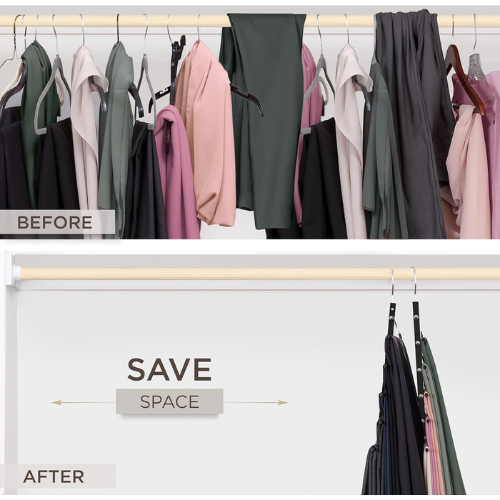 Дві дерев'яні вішалки для одягу Moralve: економія місця, для шафи, підійдуть для джинсів, шарфів, чорного кольору