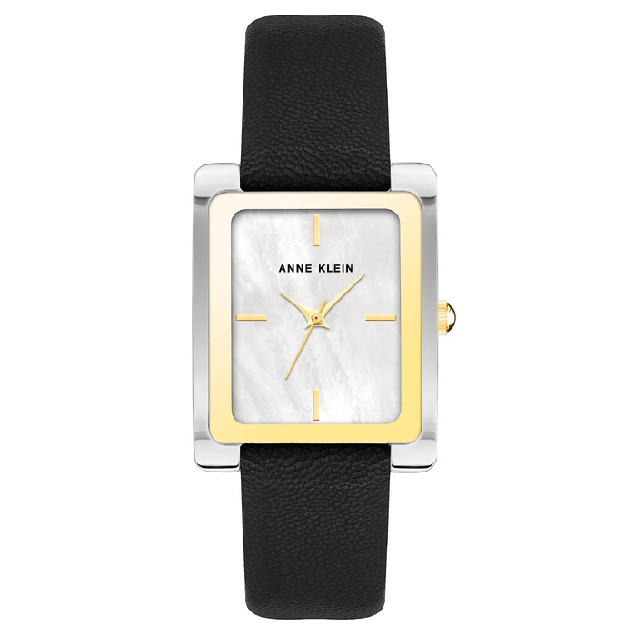 Жіночий шкіряний годинник Anne Klein (чорний/двоколірний)