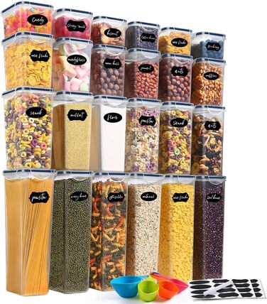 Контейнери для зберігання YASHE 24 шт. з кришкою, герметичні, BPA-free, для сухих продуктів, мюслі, борошна та цукру