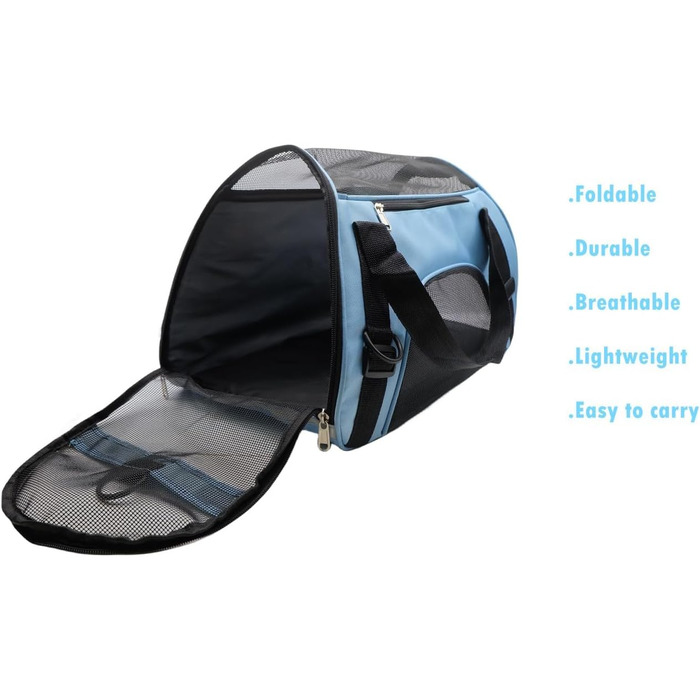 Транспортна сумка для тварин, схвалена авіаперевізниками, для середніх та маленьких котів, цуценят, кошенят, собак/котів, блакитна, M