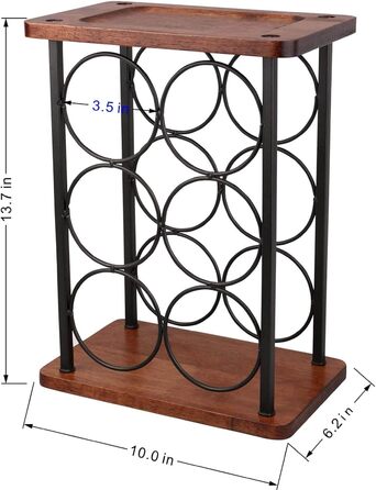 Wine rack with glass holders, tabletop wine rack with tray, freestanding wooden wine rack, perfect for home decor & kitchen storage rack, etc. (holds 6 bottles and 2 glasses) (Holds 6 Bottles)