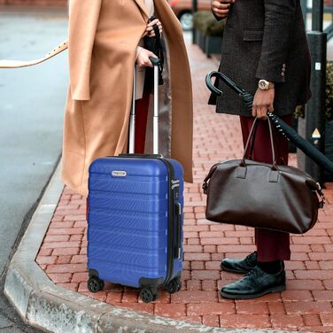 Набір валіз TANTOMI 3 шт., ABS, з колесами, 20/24/28 дюймів, блакитний, ручна поклажа (M)