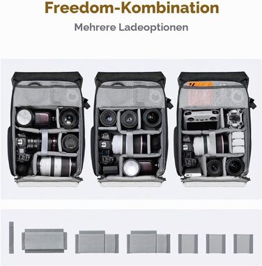 Водонепроникний фоторюкзак K&F Concept Rolltop 20Л для дзеркальних камер Canon, Nikon, Sony та ноутбука 15.6