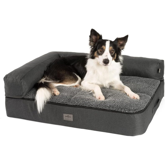 JAMAXX Преміум диван для собак 4-в-1 - ортопедичний диван з Memory Visco піною, знімні подушки, екстра-товста підкладка, змінний чохол, пральний, PDB3015 (L) 110x80x10 ECO антрацит 95*70*10 (L) Eco антрацит
