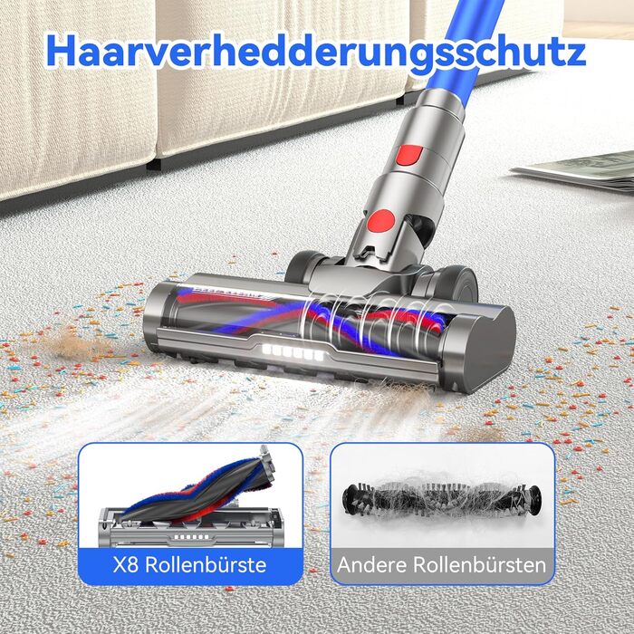 Бездротовий пилосос Sulean 580W з акумулятором, 70 хв роботи, 48000Pa, Smart Display, 1.6L, антинамотування, для твердих поверхонь, килимів, шерсті тварин