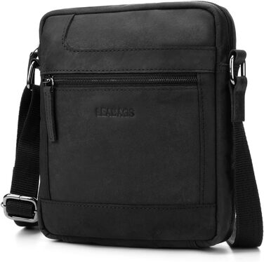 Чоловіча сумка через плече LEABAGS з натуральної шкіри - месенджер, кросбоді, робоча сумка (Nature Schwarz)